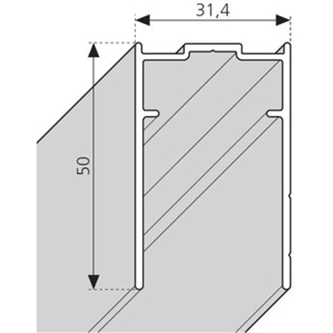 Novellini Young 2.0 verlengingsprofiel H=200cm chroom TWEEDEKANS OUT14646