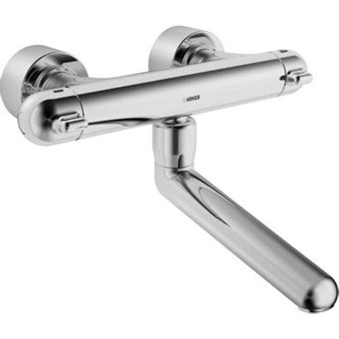 Hansa Hansacare robinet mural thermostatique avec bec pivotant 25,9 cm avec raccords encastrés obturables chrome 0396249