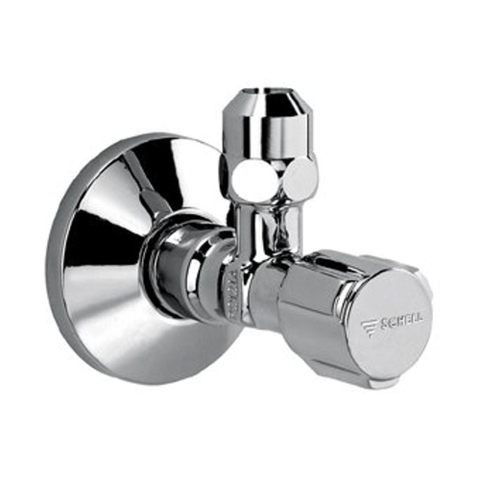 Schell Comfort robinet d'arrêt d'angle avec rosace avec bouton 3/8x10mm chrome 0440175