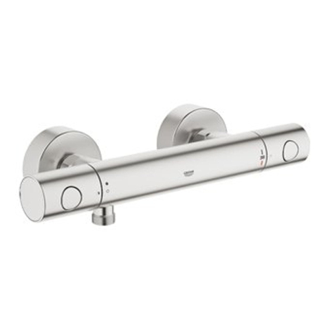 Grohe Grohtherm 1000 Cosmopolitan M douchekraan thermostatisch met koppelingen EcoJoy en volumegreep met ecobutton supersteel TWEEDEKANS OUT9550