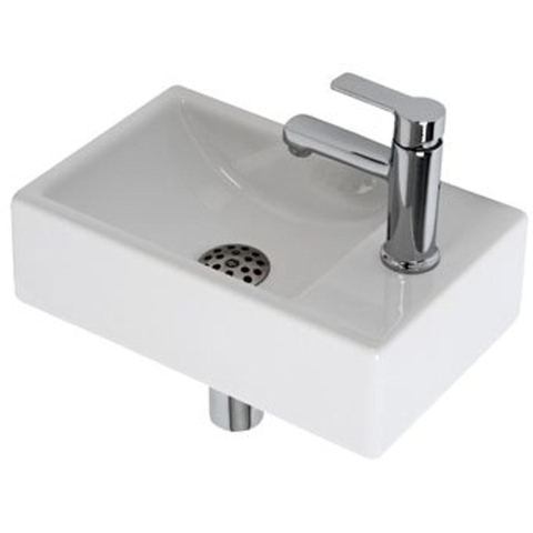 Plieger Houston fonteinset – 37x23x11 cm – keramiek wit – kraangat rechts – chromen kraan 4970139
