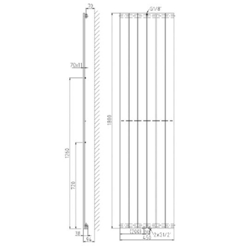 Plieger Cavallino Retto Radiateur design vertical simple 180x45cm 910W Blanc 7252970