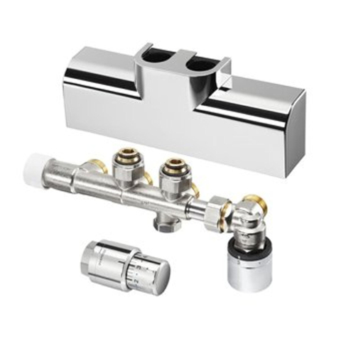 Oventrop Multiblock designconnection set t rtl sh 1/2x3/4euro chrome SW160604