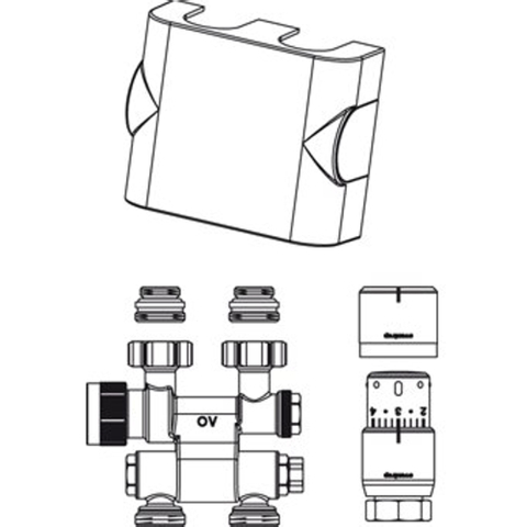 Oventrop Multiblock Aansluitset TF / UNI SH 1/2 draaibaar Kvs = 075 m3/h chroom 7504166