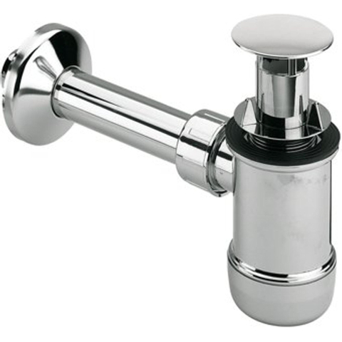 Viega siphon à cloche avec tube plongeur extractible 5/4 avec tube mural et rosette chrome 7541177