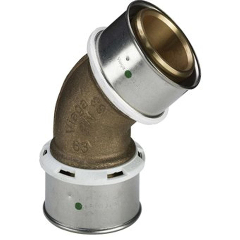 Viega Pexfit knie 45° brons 63mm 7542134