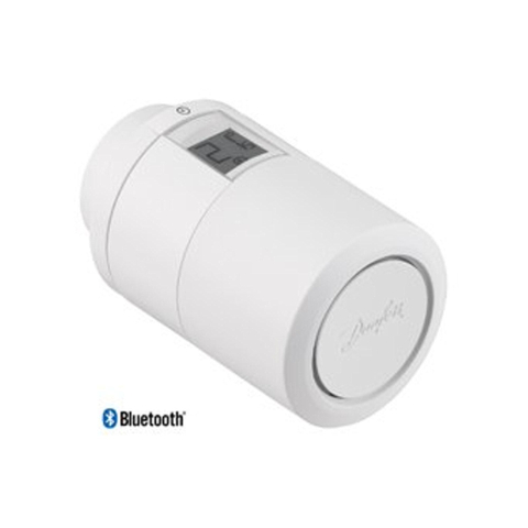 Danfoss tête de thermostat de radiateur eco droite programmable avec connexion bluetooth sur vanne de radiateur click 22 blanc SW102777