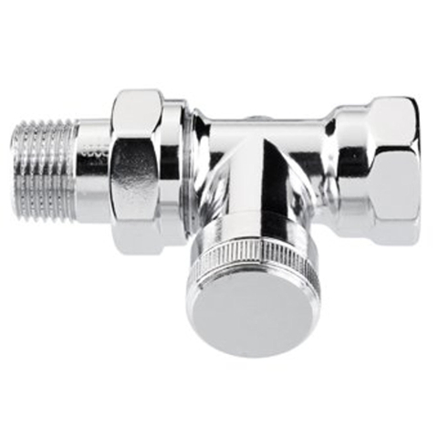 Danfoss RLV C Voetventiel aftapbaar 1/2 bi bu recht chroom 7570073