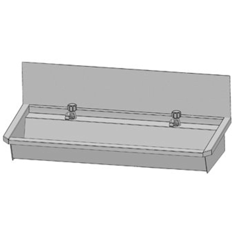 Intersan Sanilav wasgoot met spatbord 120cm met 2 draaikranen inox 304 GA32388