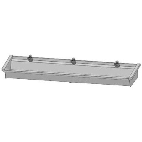 Intersan Sanilav muurwastrog met zelfsluitende wastafelkraan 180cm 3 personen RVS 0901053