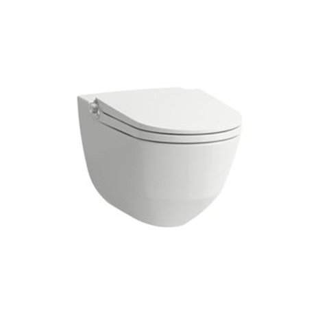 Laufen Riva Pack WC japonais cuvette murale sans bride à fond creux avec abattant frein de chute et déclipsable 39.5x60cm Blanc mat SW224214