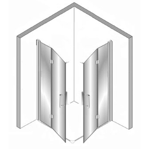 Plieger Panorama vouwdeur 90cm + vouwdeur 90cm met vloerprofiel chroom 0983774