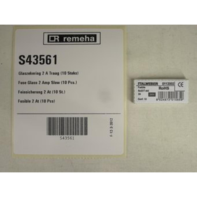 Remeha Avanta en andere series glaszekering 2A 10 stuks S43561