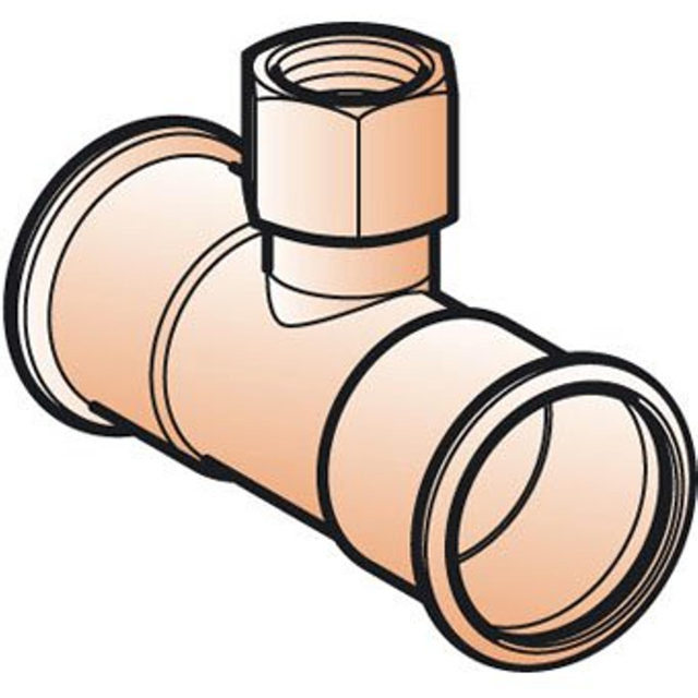 Geberit Mapress T stuk verlopend binnendraad koper 22 mm 3/4 22 mm 61395