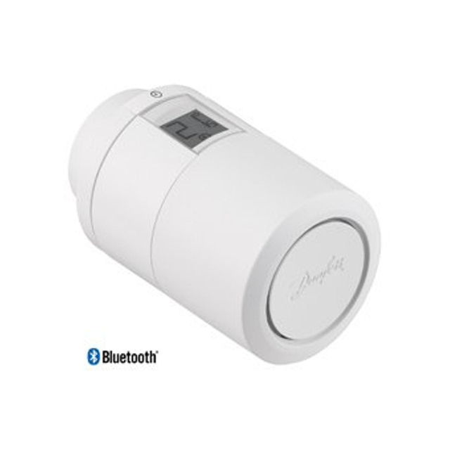 Danfoss Eco radiatorthermostaatkop recht programmeerbaar met bluetooth aansluiting op radiatorafluit