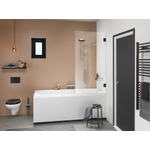 Sealskin I AM paroi de baignoire 1 partie 750 large 1600 haut Noir mat verre transparent avec anticalcaire SW88930