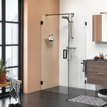 Sealskin I AM Porte pivotante avec paroi latérale 100x100x200cm Noir mat Verre clair 8mm avec anticalcaire SW88953