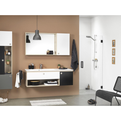 Sealskin I AM Porte pivotante 70x200cm pour niche noir mat 8mm verre de sécurité clair avec anticalcaire