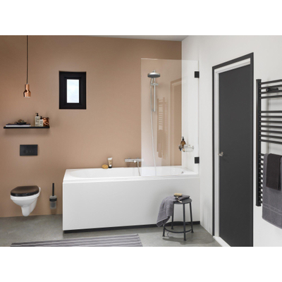 Sealskin I AM paroi de baignoire 1 partie 850 large 1600 haut Noir mat verre clair avec anticalcaire