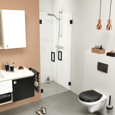 Sealskin I AM Portes pivotantes 90x200cm pour une niche Noir mat 8mm verre clair avec anticalcaire