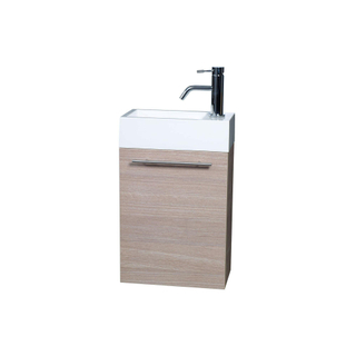 Differnz Force40 lave-mains avec meuble sans robinet 40x52x22cm MDF 1 trou pour robinet vasque droite Chêne