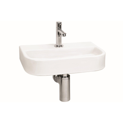Differnz Ovale ensemble de lavabo - 38x24x7cm - ovale - 1 trou de robinet - chrome - céramique blanc