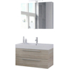 Bruynzeel Bando badmeubelset 90x55x45cm met spiegelkast aluminium greeplijst bardolino SW339842 Bruynzeel Bando badmeubelset 90x55x45cm met spiegelkast aluminium greeplijst bardolino SW339842