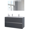 Bruynzeel Miko badmeubelset 121x66x51cm met spiegel dubbele kom grafiet SW334475 Bruynzeel Miko badmeubelset 121x66x51cm met spiegel dubbele kom grafiet SW334475
