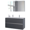 Bruynzeel Miko badmeubelset 121x66x51cm met spiegelkast dubbele kom grafiet SW339855 Bruynzeel Miko badmeubelset 121x66x51cm met spiegelkast dubbele kom grafiet SW339855