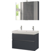 Bruynzeel Pinto badmeubelset 90x65.3x46cm met spiegelkast grafiet SW341031 Bruynzeel Pinto badmeubelset 90x65.3x46cm met spiegelkast grafiet SW341031