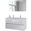Bruynzeel Miko badmeubelset 121x66x51cm met spiegel dubbele kom glans wit SW334474 Bruynzeel Miko badmeubelset 121x66x51cm met spiegel dubbele kom glans wit SW334474