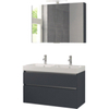 Bruynzeel Pinto badmeubelset 100x65.3x46cm met spiegelkast dubbele kom grafiet SW341027 Bruynzeel Pinto badmeubelset 100x65.3x46cm met spiegelkast dubbele kom grafiet SW341027