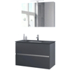 Bruynzeel Miko badmeubelset 101x66.5x51cm met spiegelkast grafiet SW339815 Bruynzeel Miko badmeubelset 101x66.5x51cm met spiegelkast grafiet SW339815