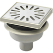 Aquaberg regard en plastique avec sortie inférieure 50 mm grille inox réglable 146x146 mm avec garde d'eau PPC 50 mm vertical 30/horizontal 15 mm 2300005