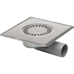 Van den Berg Siphon de sol en acier inoxydable sortie latérale et sortie par le bas 50mm 20x20cm avec grille vissée 2300309