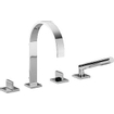 Dornbracht Mem Mitigeur de bord de baignoire 4 trous avec rosaces saillie 22cm avec bec fixe avec douchette à main bâton et flexible de douche chrome 0474860