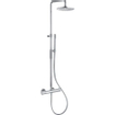 Paffoni Light Colonne de douche mural 126.5cm avec douche de tête 22.5cm et douchette stick avec support Chrome SW113133