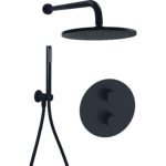 Ensemble de douche Paffoni Light rond avec douche principale ronde de 23 cm, y compris douchette et flexible noir mat. SW375825