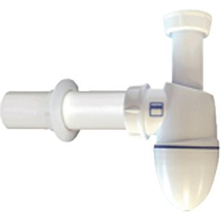 Sas Easyphon siphon 1.1/4inch avec rosette incluant le tube de paroi plastique blanc