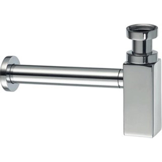 Raminex Square Siphon 32cm avec rosace incluant tube mural Laiton Chrome