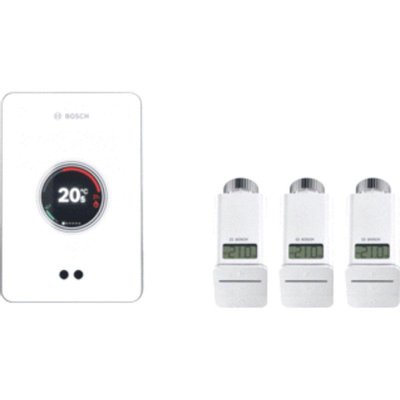 Bosch EasyControl set m. 1x Single slimme kamerthermostaat en 3x Smart radiatorthermostaatkop wit