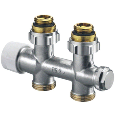 Oventrop Multiblock Bloc inférieur en T 2 tuyaux 1/2 droit Kvs = 0,75 m3/h