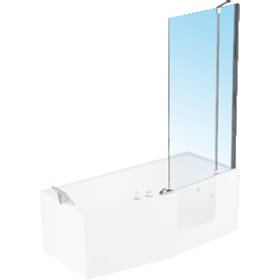 Novellini Iris Combi badwand met vast segment rechts 86x150cm chroom profiel en helder glas