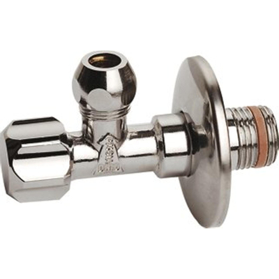 Raminex Robinet d'arrêt d'angle standard chrome 1/2 bux10mm à compression pour lavabo bidet et réservoir de WC kiwa