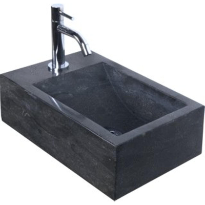 Haceka Nera pack lave-mains – 40 x 23 x 11 cm – pierre naturelle noire – robinet chromé