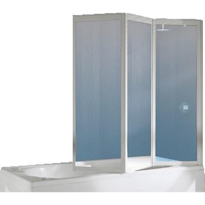 Novellini Aurora pare-baignoire rabattable 3 volets 138x138cm profil blanc et verre transparent