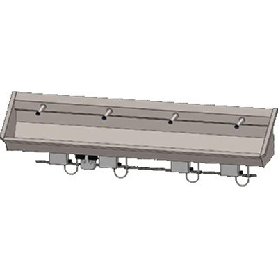 Intersan Sanilav wasgoot 240cm met 4 electronische kranen inox 304 104M9