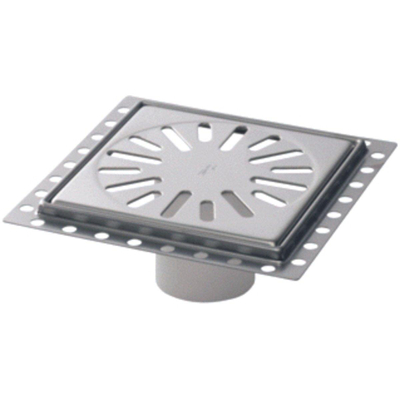 Aquaberg Renouvellement en acier inoxydable avec grille en acier inoxydable incl. deux siphons anti-odeur 150x150mm hauteur d''encastrement 7mm