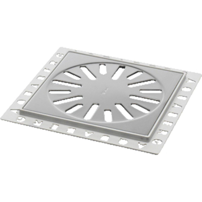 Aquaberg regard de rénovation en plastique avec grille en inox 146x146mm hauteur d''encastrement 7mm inox poli miroir