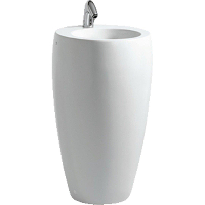 Laufen Alessi One lavabo autoportant 53x53x90cm sans trou de robinetterie incl. bonde céramique lcc-blanc